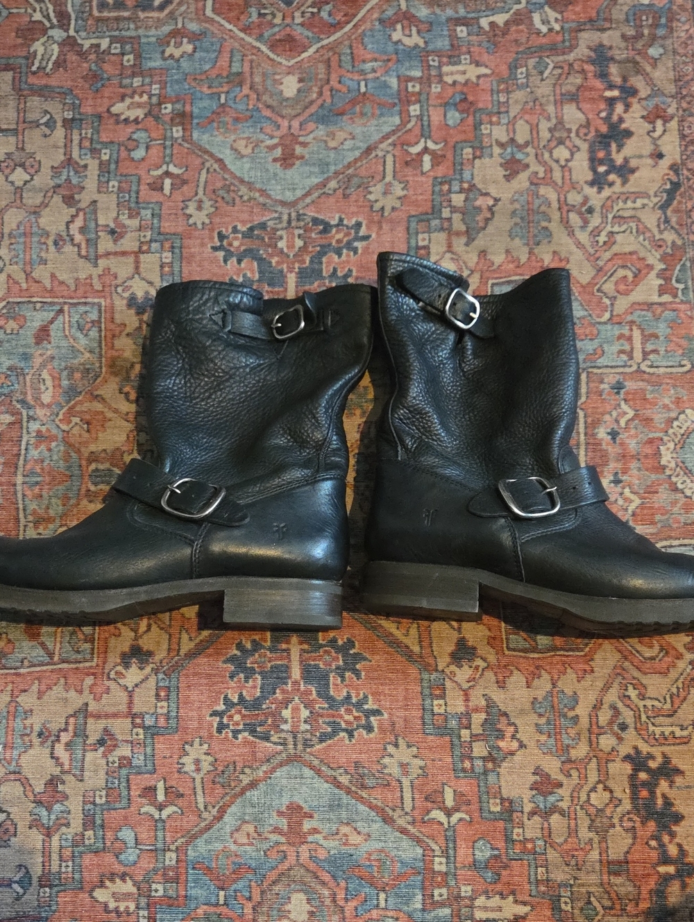 Frye Veronica Black Leather Moto Boots Size 8.5 - Picture 9 of 13